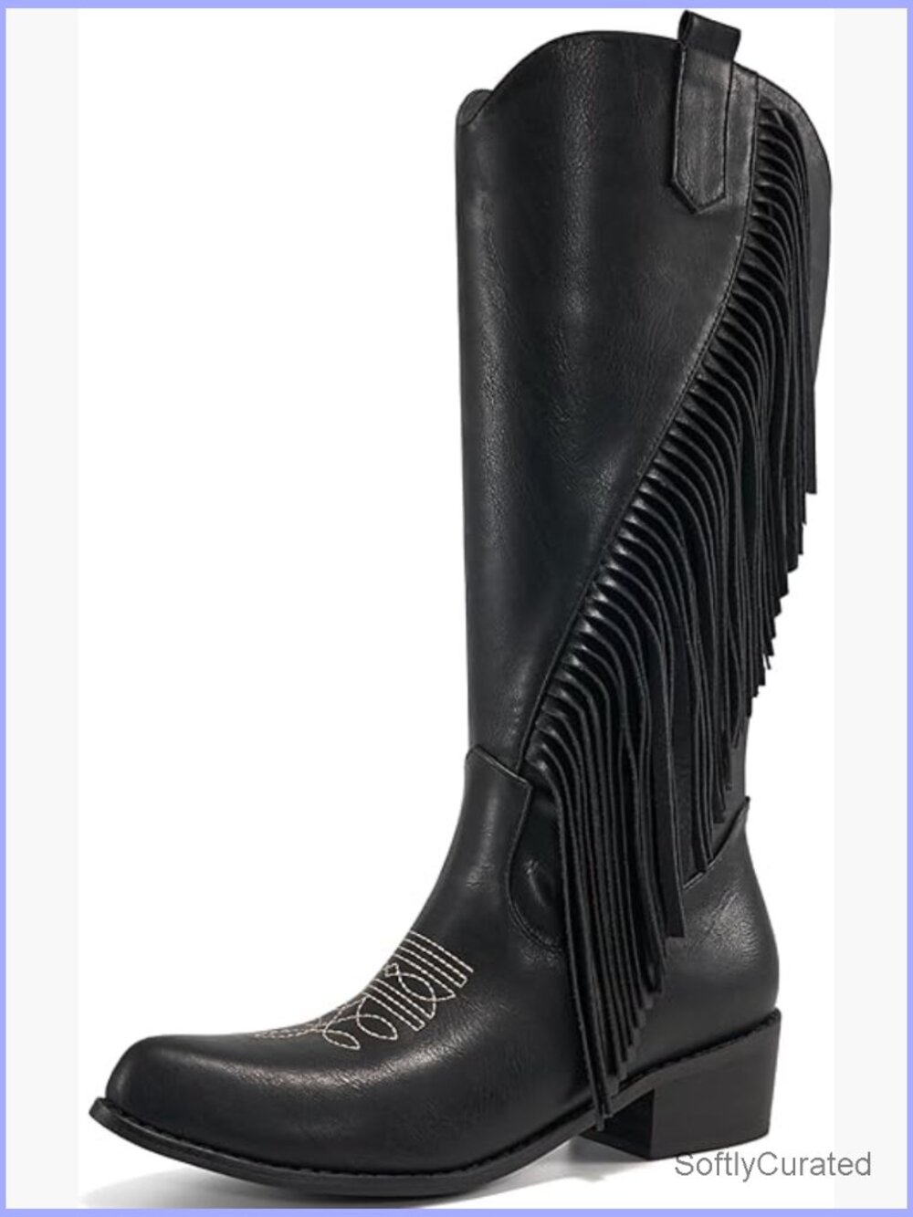 Western Cowgirl Boots Knee High Fringe Pointed Toe Zip Closure